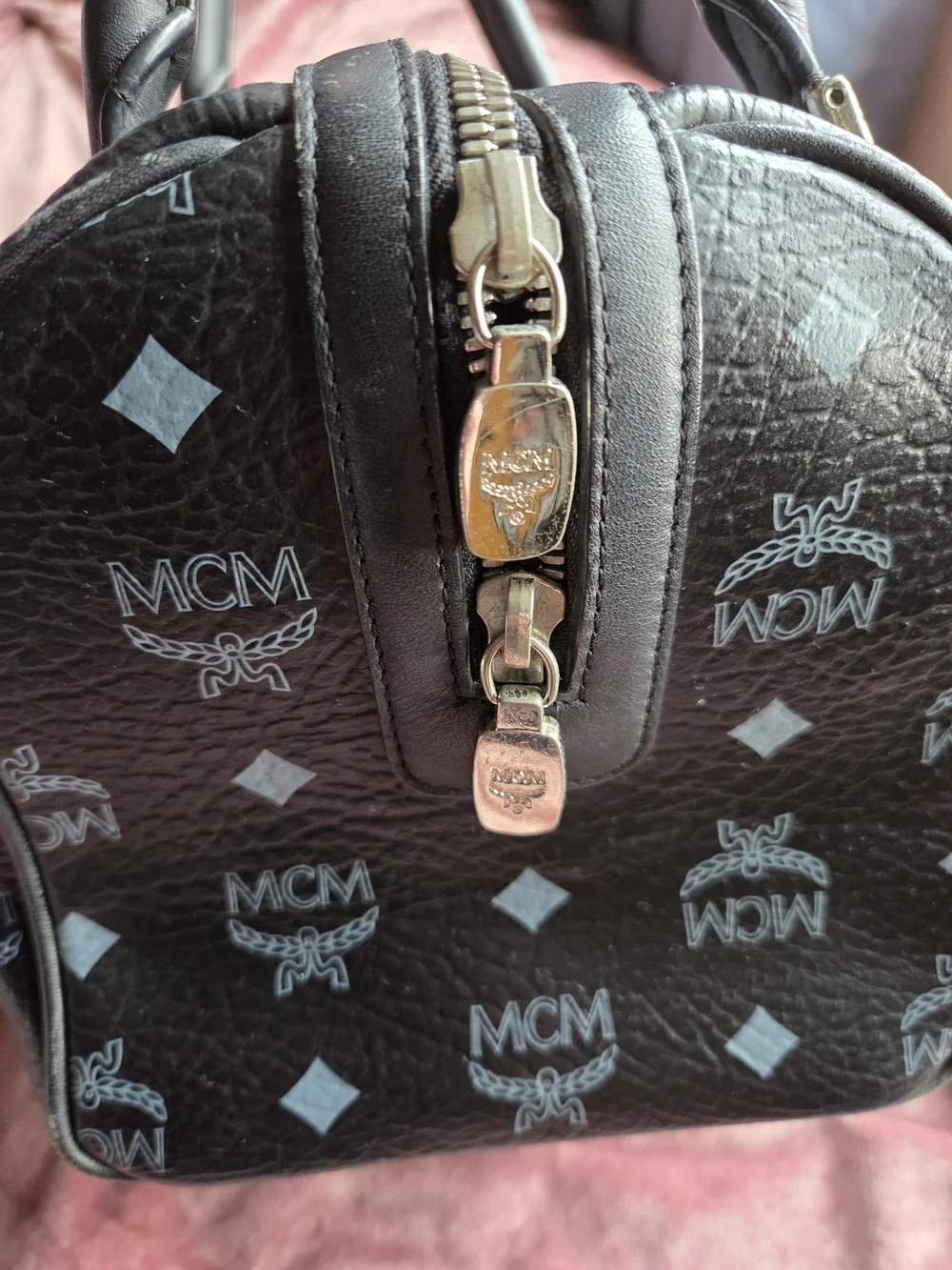 Authentic MCM Visetos Black Boston Bag